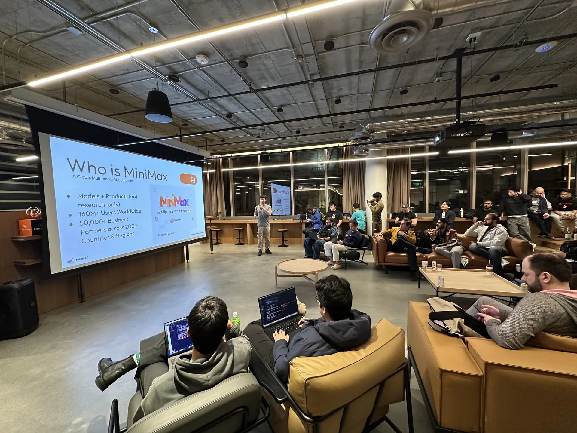 Builders and engineers at MiniMax event at MiniMax Workshop - AI Valley community event